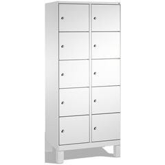 EVOLO Fächerschrank, mit Füßen, 2 Abteile, je 5 Fächer, Abteilbreite 400 mm, lic