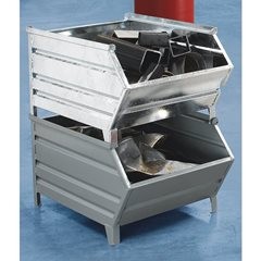 Stapelbehälter aus Stahlblech, mit Entnahmeöffnung, LxB 1000 / 800 x 500 mm, verzinkt, ab 5 Stk.