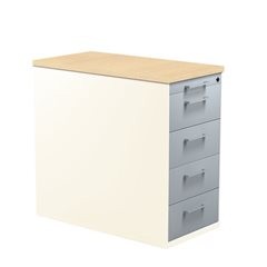 Schubladencontainer mit Sockel, Höhe 720 mm, Kunststoffplatte, 4 Schubladen, reinweiß / alusilber /