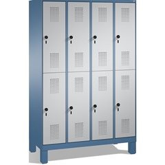 EVOLO Garderobenschrank, doppelstöckig, mit Füßen, 4 Abteile, je 2 Fächer, Abtei