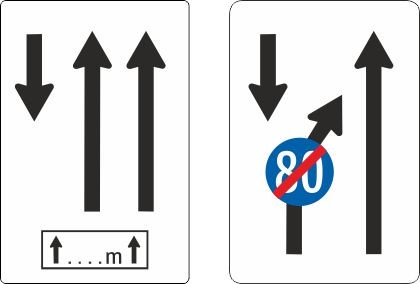 §53/23b Voranzeiger für Fahrstreifenverlauf | flaches Verkehrszeichen