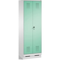 EVOLO Raumpflege-/Geräteschrank, verkürzte Trennwand, 6 Haken, Abteile 2 x 300 m