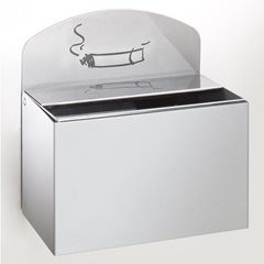 Wandascher mit Hinweisschild, HxBxT 125 x 200 x 125 mm, Stahlblech, silber.
