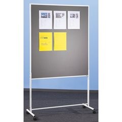 Moderationswand, fahrbar, Textilbezug, grau, HxBxT 1800 x 1000 x 500 mm, einteilig.