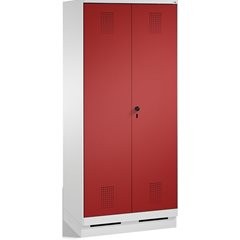 EVOLO Raumpflege-/Geräteschrank, verkürzte Trennwand, 6 Haken, Abteile 2 x 400 m