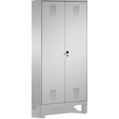 EVOLO Raumpflege-/Geräteschrank, verkürzte Trennwand, 6 Haken, Abteile 2 x 400 m