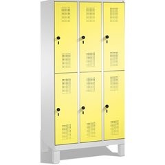 EVOLO Garderobenschrank, doppelstöckig, mit Füßen, 3 Abteile, je 2 Fächer, Abtei