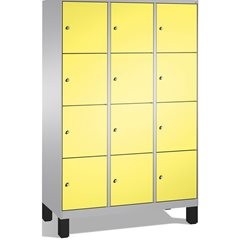 EVOLO Fächerschrank, mit Füßen, 3 Abteile, je 4 Fächer, Abteilbreite 400 mm, wei