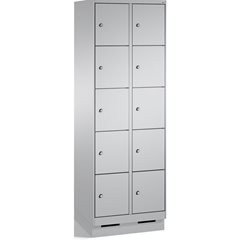 EVOLO Fächerschrank, mit Sockel, 2 Abteile, je 5 Fächer, Abteilbreite 300 mm, we