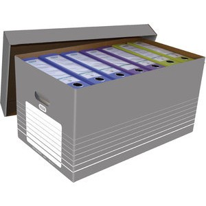 Archivbox tric, Wellpappe, mit Deckel, A4, i: 35x58,5x30cm, grau/weiß