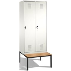 EVOLO Garderobenschrank, mit Sitzbank, 2 Abteile, Abteilbreite 400 mm, reinweiß
