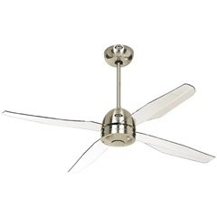 Deckenventilator LIBELLE, ohne Fernbedienung, Acrylglas klar / Chrom gebürstet.