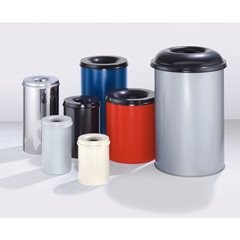 Sicherheits-Papierkorb, Stahl, selbstlöschend, Volumen 15 l, HxØ 360 x 255 mm, Korpus rot / Löschkop