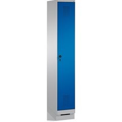 EVOLO Garderobenschrank, mit Sockel, 1 Abteil, Abteilbreite 300 mm, weißaluminiu