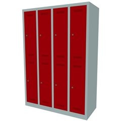 MonoBloc™ Garderobenschrank, doppelstöckig, Breite 1183 mm, 4 Abteile, 8 Fächer,