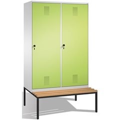 EVOLO Garderobenschrank, mit Sitzbank, Tür über 2 Abteile, 4 Abteile, 2 Türen, A