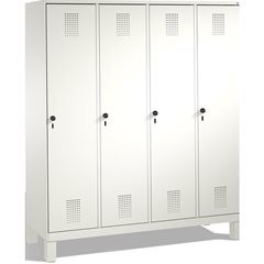 EVOLO Garderobenschrank, mit Füßen, 4 Abteile, Abteilbreite 400 mm, verkehrsweiß