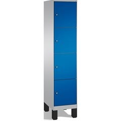 EVOLO Fächerschrank, mit Füßen, 1 Abteil, 4 Fächer, Abteilbreite 400 mm, weißalu