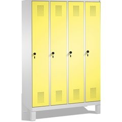 EVOLO Garderobenschrank, mit Füßen, 4 Abteile, Abteilbreite 300 mm, lichtgrau /