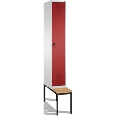EVOLO Garderobenschrank, mit Sitzbank, 1 Abteil, Abteilbreite 300 mm, lichtgrau