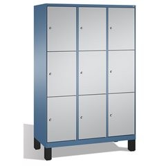 EVOLO Fächerschrank, mit Füßen, 3 Abteile, je 3 Fächer, Abteilbreite 400 mm, fer