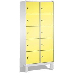 EVOLO Fächerschrank, mit Füßen, 2 Abteile, je 5 Fächer, Abteilbreite 400 mm, lic