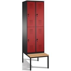 EVOLO Garderobenschrank, doppelstöckig, mit Sitzbank, 2 Abteile, je 2 Fächer, Ab