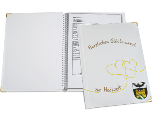 Standesamtmappe A4+ Drahtbindung in Perlweiß