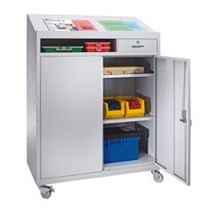 Werkzeugschrank mit Schreibpult, HxBxT 1220 x 915 x 457 mm, lichtgrau.