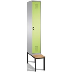 EVOLO Garderobenschrank, mit Sitzbank, 1 Abteil, Abteilbreite 300 mm, weißalumin