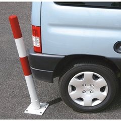 Absperrpfosten aus Stahlrohr, flexibel, Ø 76 mm, zum Aufdübeln, schwarz / gelb.
