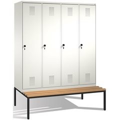 EVOLO Garderobenschrank, mit Sitzbank, 4 Abteile, Abteilbreite 400 mm, reinweiß