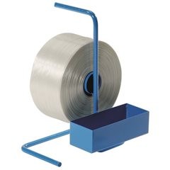 Bandabroller für PET-Kraftband, für Bandbreite 13 - 25 mm, tragbar, mit Ablagefach.