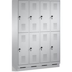 EVOLO Garderobenschrank, doppelstöckig, mit Sockel, 4 Abteile, je 2 Fächer, Abte