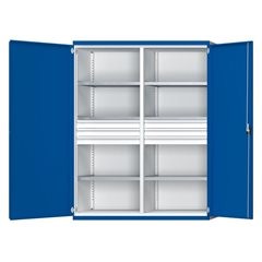 Schwerlastschrank JUMBO mit Trennwand, 6 Schubladen à 120 mm, HxBxT 1950 x 1484 x 690 mm.