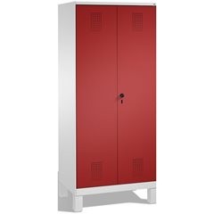 EVOLO Raumpflege-/Geräteschrank, verkürzte Trennwand, 6 Haken, Abteile 2 x 400 m