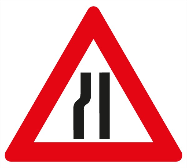 §50/8b Fahrbahnverengung linksseitig | flaches Verkehrszeichen