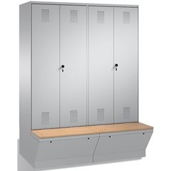 EVOLO Garderobenschrank, zueinander schlagende Türen, mit Aufbewahrungsbox, 4 Ab