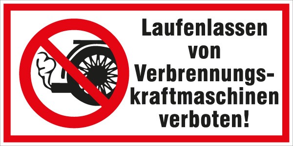 Hinweis-Aufkleber Verbrennungskraftm. 400x200mm
