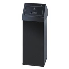Abfallbehälter, Aluminium, mit Push-Deckel, Volumen 110 l, BxHxT 390 x 1000 x 390 mm, schwarz.
