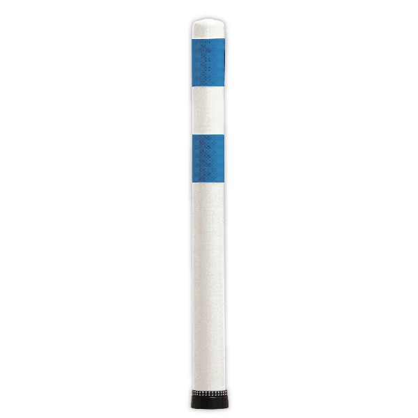 Poller 100 cm weiß mit 2 blauen Reflex-Streifen