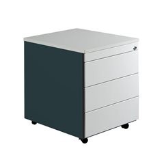 Schubladencontainer mit Rollen, HxT 579 x 600 mm, Kunststoffplatte, 3 Schubladen, anthrazitgrau / li