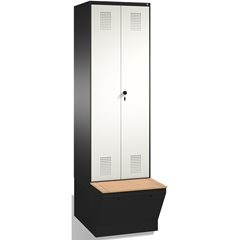 EVOLO Garderobenschrank, zueinander schlagende Türen, mit Aufbewahrungsbox, 2 Ab