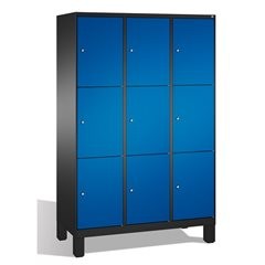 EVOLO Fächerschrank, mit Füßen, 3 Abteile, je 3 Fächer, Abteilbreite 400 mm, sch