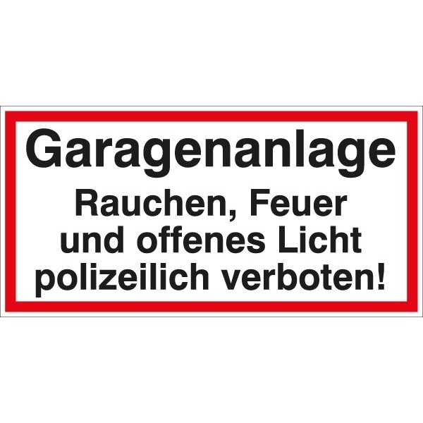 Hinweisschild Garagenanlage 200x100/1.5mm