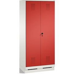 EVOLO Raumpflege-/Geräteschrank, verkürzte Trennwand, 6 Haken, Abteile 2 x 400 m