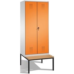 EVOLO Garderobenschrank, zueinander schlagende Türen, mit Sitzbank, 2 Abteile, A