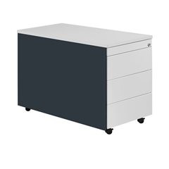 Schubladencontainer mit Rollen, HxT 579 x 800 mm, Kunststoffplatte, 3 Schubladen, anthrazitgrau / li