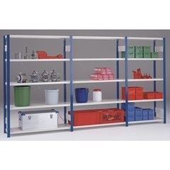 Steckregal, Bauart leicht, einseitig, HxBxT 2000 x 1000 x 500 mm, blau/grau, Anbauregal.