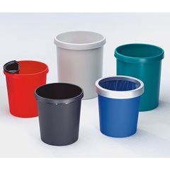 Papierkorb aus Polyethylen, Volumen 30 l, VE 5 Stk, lichtgrau.